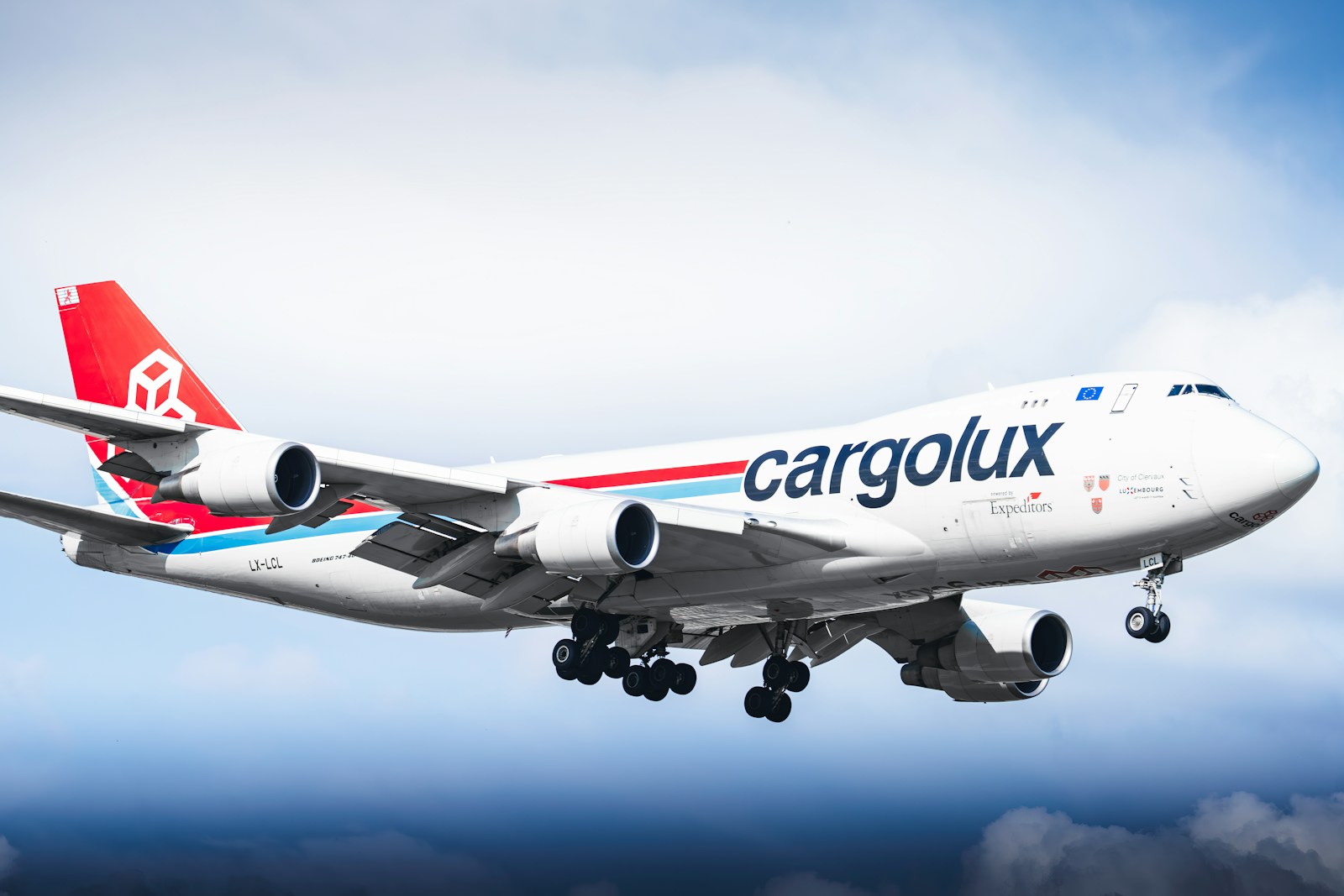 Cargolux airplane flying in the sky